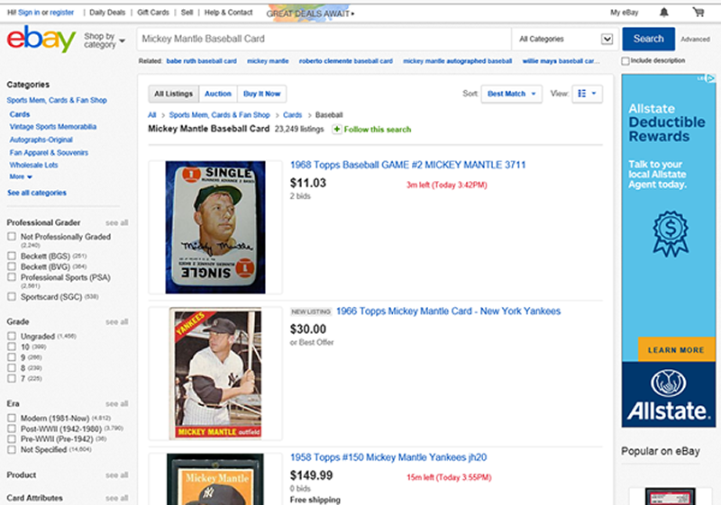 This is an image of Ebay Search Results